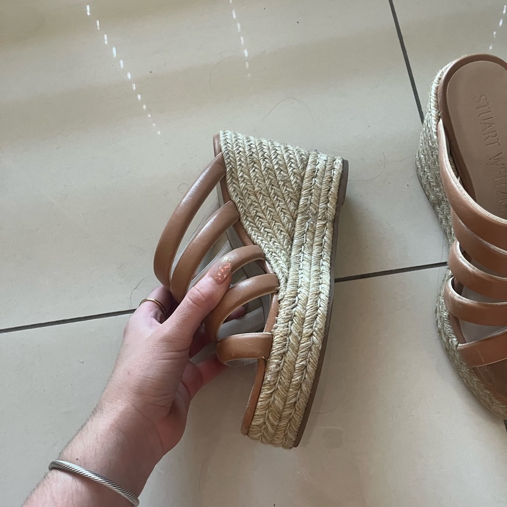Stuart Weitzman Brown Strappy Wedges